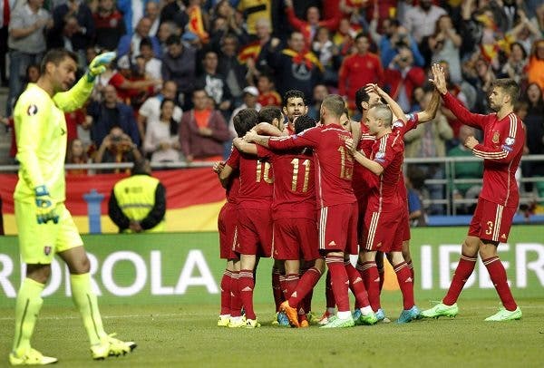 ugadores de la selección española ante Eslovaquia, en la Eurocopa 2016 EFE/Alberto Morante