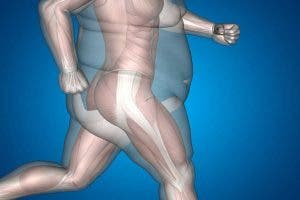 Infografía en la que se compara un cuerpo atlético, bien alimentado y ejercitado, y un cuerpo obeso, con exceso de grasas.