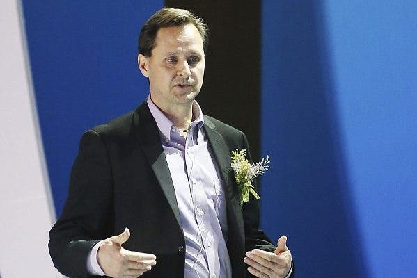 Hugh Herr en Seúl el 11/10/2012, durante una demostración de sus prótesis.