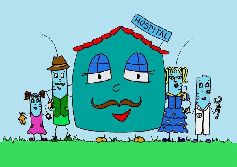 Ilustración de uno de los cuentos que conforman "Hospitalandia". 