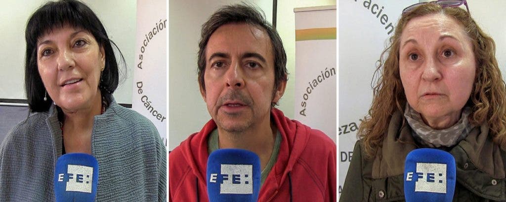 Tres pacientes de cáncer de cabeza y cuello: Inmaculada, Francisco y María del Carmen.