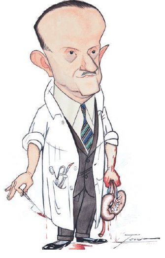 Caricatura de Pedro Cifuentes y Díaz, uno de los máximos representantes de la urología española del siglo XX