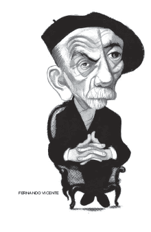 Caricatura de Pío Baroja y Nessi, médico y uno de los escritores más importantes de la literatura española