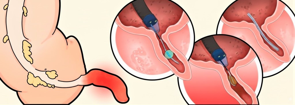 Eliminación de una inflamación del apéndice mediante Terapia Apendicular Endoscópica Retrógrada (ERAT, por sus siglas en inglés).